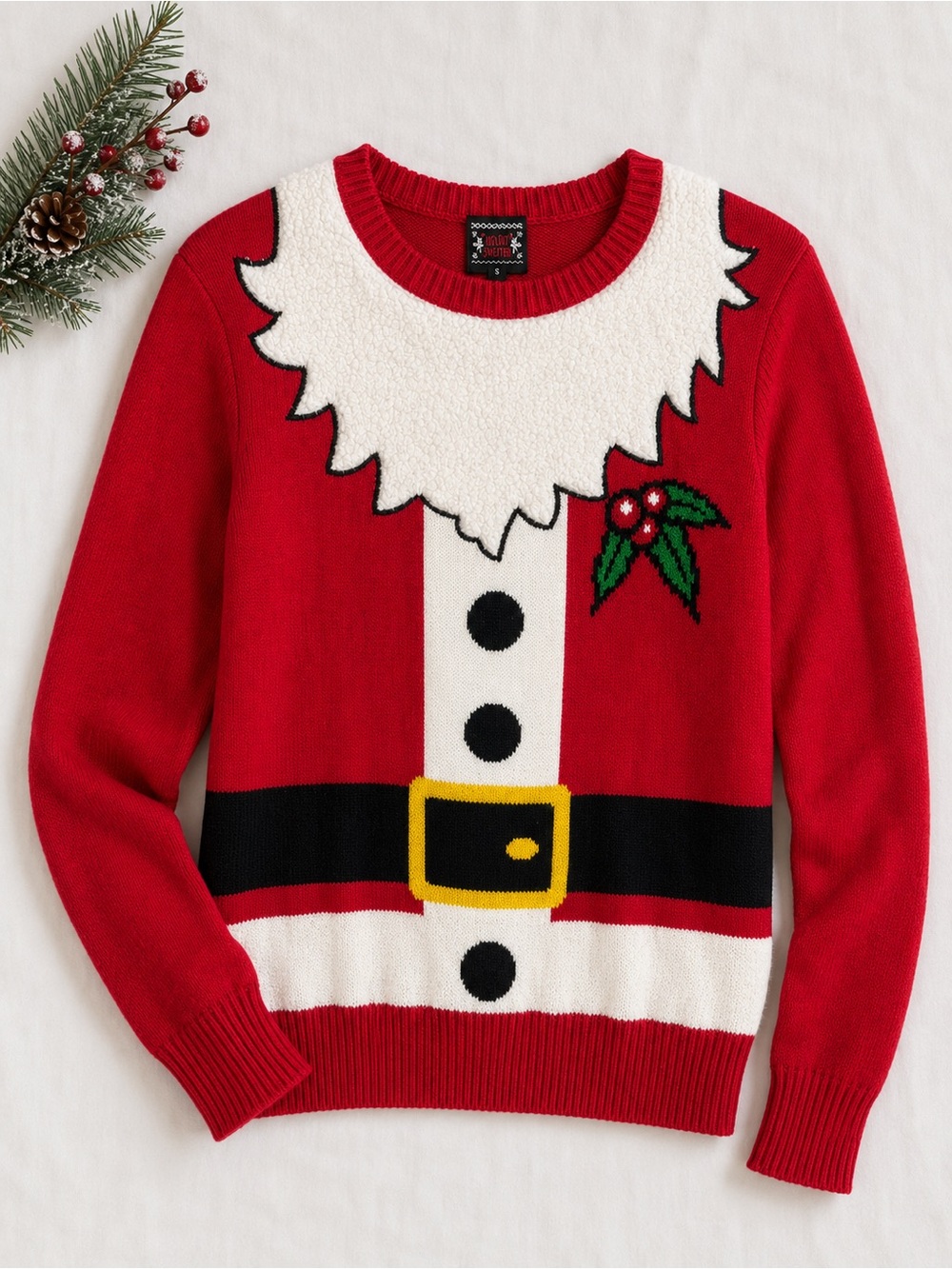 Well Worn Red Santa-Inspired Crewneck Sweater